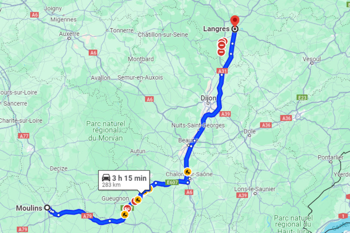Von Moulins über Dijon nach Langres